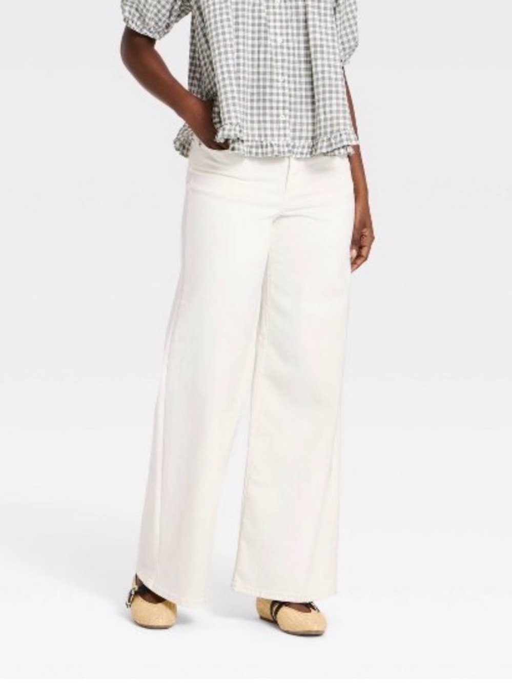 NWT Women’s Universal Thread Every Day Wide Leg Jeans Sz 12L White, Classic
